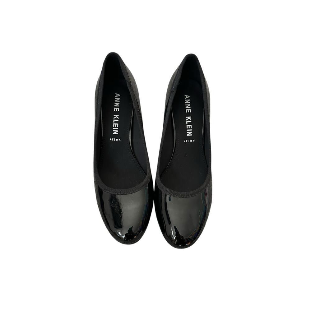 Anne Klein iflex Patent Leather Block Heel Pumps Black 7.5